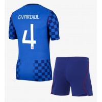 Stroje piłkarskie Chorwacja Josko Gvardiol #4 Koszulka Wyjazdowej dla dzieci MŚ 2026 Krótki Rękaw (+ szorty)